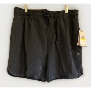 Gaiam Lunge Shorts 5” Built-In Brief Cool Gray Zip Back Pocket Men's Large L